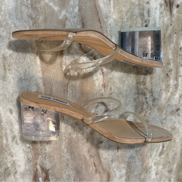 Women’s STEVE MADDEN Issy clear vinyl strappy mule sandals- Size 8 - Picture 6 of 8